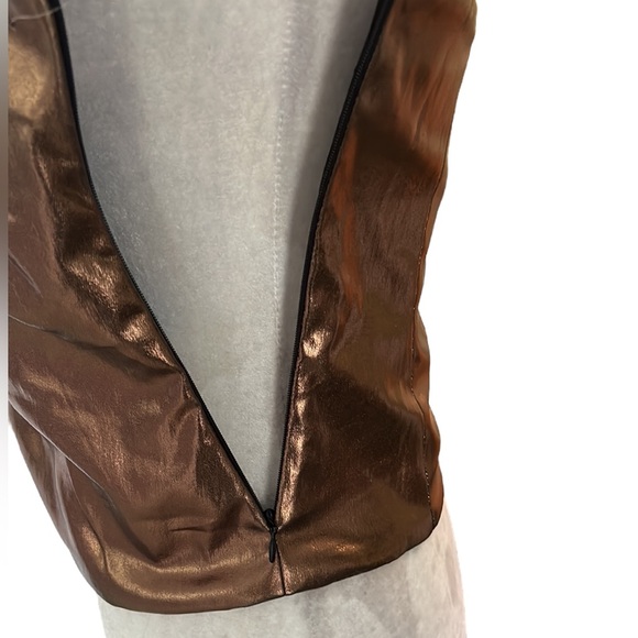 NWT Zara Metallic Bronze Gold Strapless Ruched Corset Cropped Tube Top - M - Picture 12 of 16